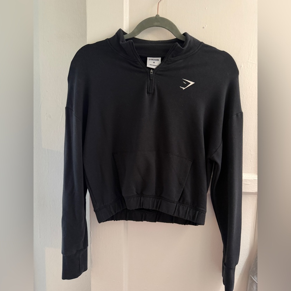 Gymshark Black Cropped Half-Zip Pullover